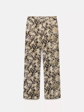 Zara Snake Print Straight Leg Pants in Tan and Black